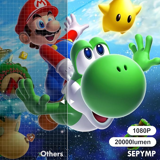 4K Portable Projector, SEPYMP 2025 Upgraded Android 13 Projector | 4K and 1080P HD | WiFi 6 and Bluetooth 5.2 | Compatible with TV Stick, PS5, Laptop, HDMI, USB