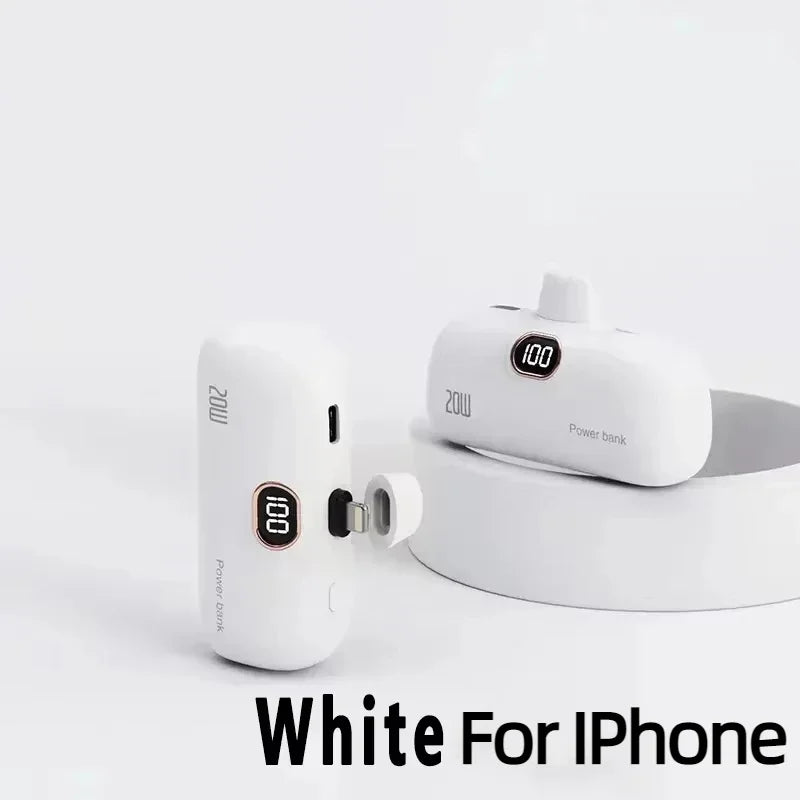 Portable Mobile Charger Mini Power Bank Built Cable Fast Charger Spare Battery Capsule Power bank 2000/5000mAh For iPhone Type-C