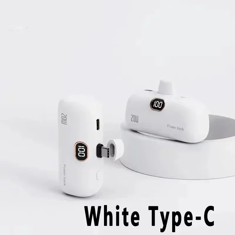 Portable Mobile Charger Mini Power Bank Built Cable Fast Charger Spare Battery Capsule Power bank 2000/5000mAh For iPhone Type-C