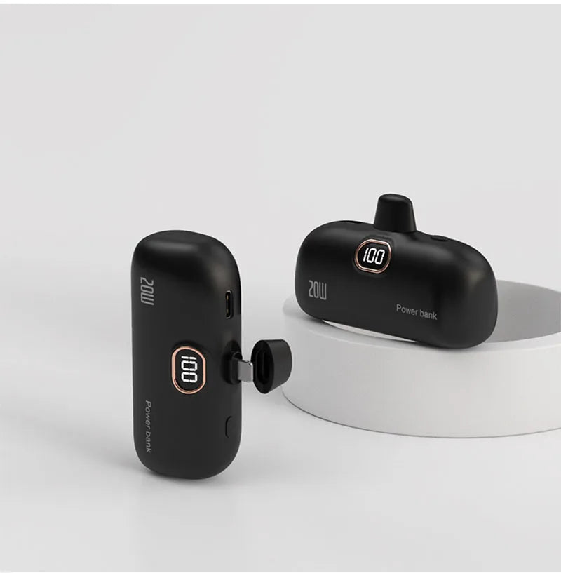 Portable Mobile Charger Mini Power Bank Built Cable Fast Charger Spare Battery Capsule Power bank 2000/5000mAh For iPhone Type-C