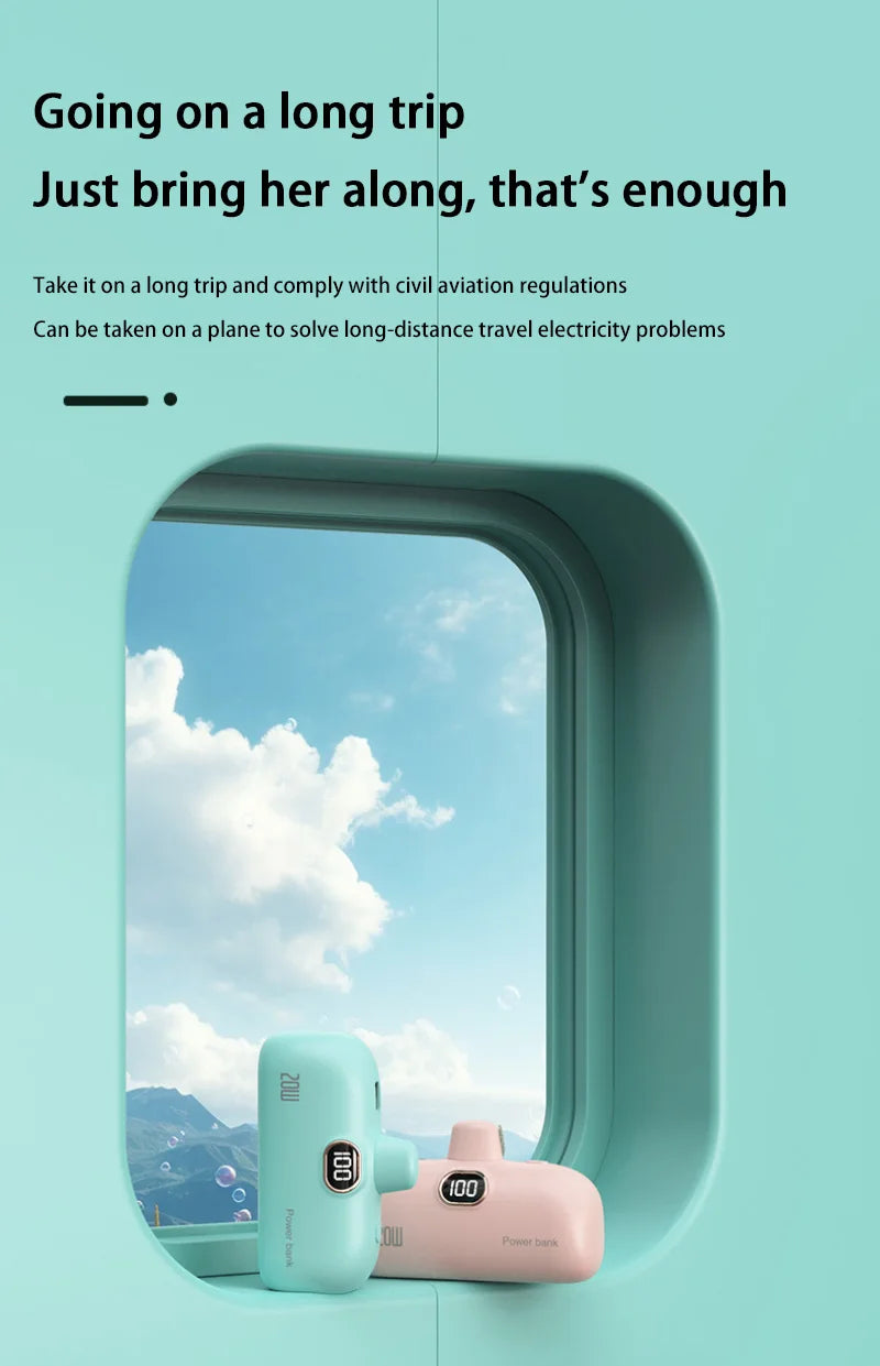 Portable Mobile Charger Mini Power Bank Built Cable Fast Charger Spare Battery Capsule Power bank 2000/5000mAh For iPhone Type-C